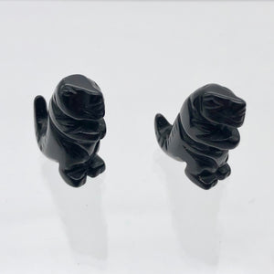 T-Rex Dinosaur Carved Obsidian Tyrannosaurus Rex Figurine | 21x18.5x7mm | Black - PremiumBead Alternate Image 4