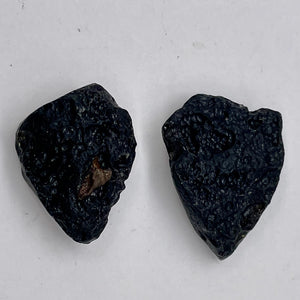 2 Unique Pendant size Black Meteor Fragments | 31x22x8 to 28x21x9mm |