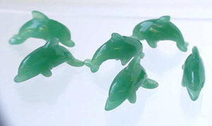 Jumping 2 Carved Green Aventurine Dolphin Beads | 25x11x8mm | Green - PremiumBead Alternate Image 2