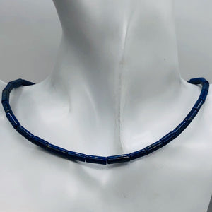 Lapis Lazuli Half-Strand Tube | 9x4 mm | Blue/Silver | 25 Beads |