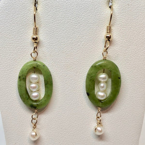 Lovely Nephrite Jade FW Pearl and 14k Gold Filled Dangle Earrings | Handmade - PremiumBead Alternate Image 3
