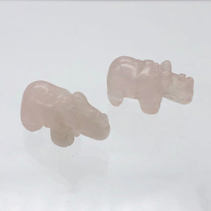 2 Rose Quartz Hand Carved Rhinoceros Beads, 21x13x10mm, Pink 009275RQ | 21x13x10mm | Pink - PremiumBead Primary Image 1