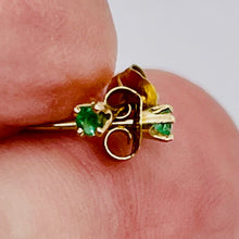 Load image into Gallery viewer, Emerald 14K Gold 2mm Round Stud Earrings | 2mm | Green | 1 Pair |
