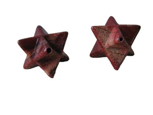 Kabbalah 2 Brecciated Jasper Merkabah Star Beads 9288Bj | 25x15x15mm | Red