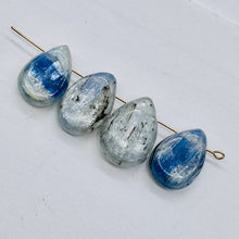 Load image into Gallery viewer, Kyanite Flat Briolette Teardrop Bead | 17x12x5-13x9x3.5mm| Blue/Silver| 4 Beads|
