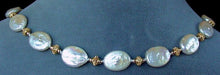 Load image into Gallery viewer, Cream Freshwater Pearl Oval Coin and 22K Vermeil 17.5-20.5 inch Necklace 200003 - PremiumBead Alternate Image 2
