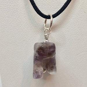 Roar! Carved Natural Amethyst Bear Sterling Silver Pendant 509252AMS - PremiumBead Alternate Image 4