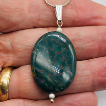 Load image into Gallery viewer, Rare Bloodstone Sterling Silver Oval Pendant with Quartz Crystal | 2&quot; Long |
