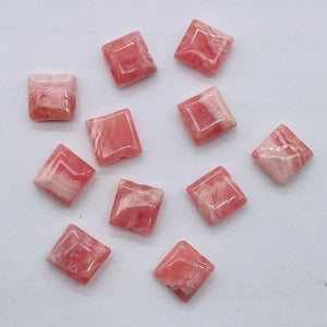 2 Natural Rhodochrosite 8mm Square Coin Beads