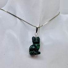 Load image into Gallery viewer, Adorable! Kambaba Jasper Carved Sitting Cat Sterling Silver Pendant
