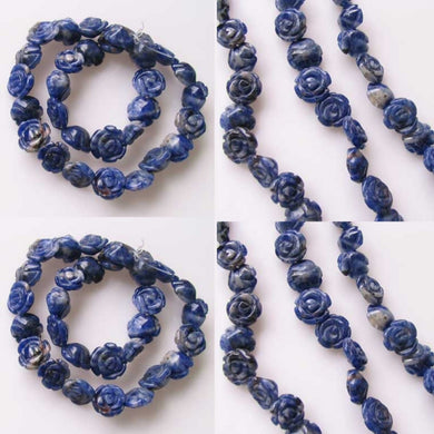 Hand Carved Blue Sodalite Rose Bead Strand 110180A - PremiumBead Primary Image 1