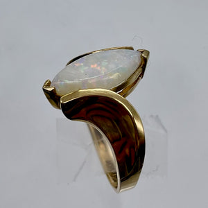 Opal Marquise Cut 10K Gold Ring | 5.5 | Red Green Fire | 1 Ring |
