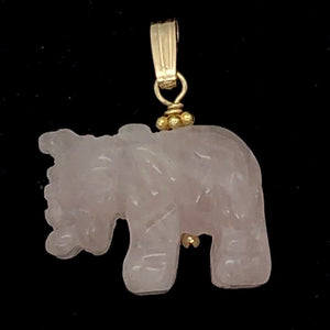 Rose Quartz Elephant Pendant Necklace|Semi Precious Stone Jewelry|Golden Pendant