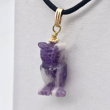 Load image into Gallery viewer, Amethyst Owl Pendant Necklace | Semi Precious Stone Jewelry | 14k Pendant - PremiumBead Alternate Image 3
