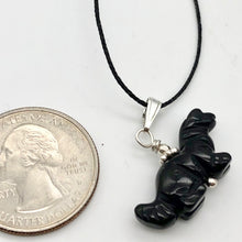 Load image into Gallery viewer, Obsidian Diplodocus Dinosaur with Sterling Silver Pendant 509259OBS | 25x11.5x7.5mm (Diplodocus), 5.5mm (Bail Opening), 7/8&quot; (Long) | Black - PremiumBead Alternate Image 4
