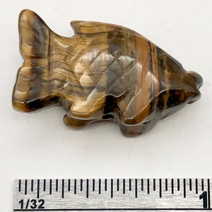 Swimmin' Carved Tigers Eye Fish Koi Carp Figurine | 23x11x8mm | Gold