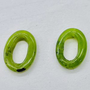 2 Picture Frame Nephrite Jade 18x13mm Oval Beads 009387