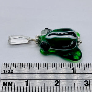 Lampwork Frog Sterling Silver Frog | 1" Long | Green | 1 Pendant |