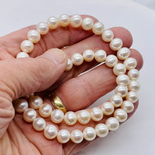 Load image into Gallery viewer, Natural Creamy Satin 8mm - 9mm Pearl 8 inch Strand 002639HS
