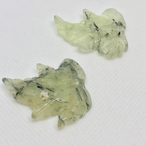 Hand Carved 2 Green Prehnite Leaf Beads W Long Dendrites 10532D - PremiumBead Alternate Image 3