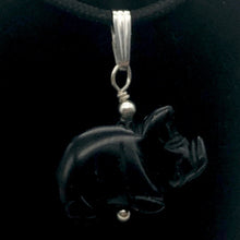 Load image into Gallery viewer, Black Obsidian Pig Pendant Necklace |Semi Precious Stone Jewelry|Silver Pendant| - PremiumBead Alternate Image 2
