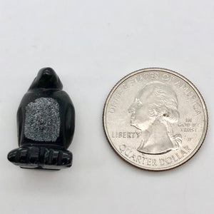 Hand-Carved Obsidian Penguin Bead Figurine! | 21.5x12.5x11mm | Black/White - PremiumBead Alternate Image 4