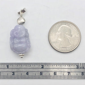 Hand Carved Lavender Jade Buddha Pendant with Silver Findings | 1 5/8" Long - PremiumBead Alternate Image 6