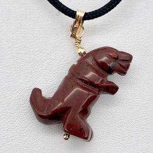 Red Jasper T- Rex Pendant Necklace|Semi Precious Stone Jewelry| 14k gf Pendant | - PremiumBead Primary Image 1