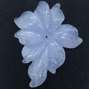 42cts Exquisitely Hand Carved Blue Chalcedony Flower Pendant Bead - PremiumBead Alternate Image 2