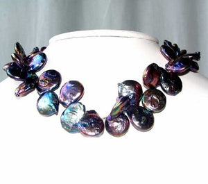 Glam 20-15mm Rainbow Peacock Freshwater Baroque Coin Pearl Strand 108503A - PremiumBead Alternate Image 2