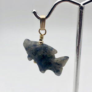 Sodalite Koi Fish Pendant Necklace | Semi Precious Stone Jewelry | 14k Pendant