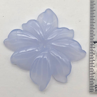 41cts Exquisitely Hand Carved Blue Chalcedony Flower Pendant Bead - PremiumBead Primary Image 1