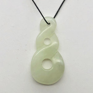 Hand Carved Natural Serpentine Infinity Pendant with Simple Black Cord 10821D - PremiumBead Primary Image 1