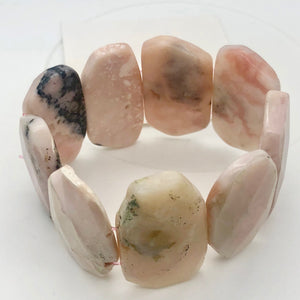 Pin Cushion Faceted Peruvian Opal Stretchy Bracelet | 6.5 - 7.5"| Pink|9 beads | - PremiumBead Primary Image 1