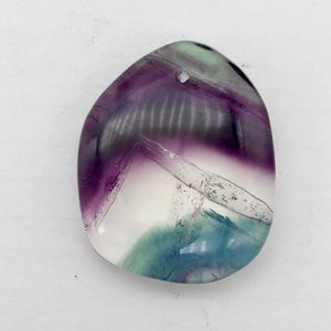 Purple/Clear/Teal Fluorite Freeform Pendant Bead! | 39x32mm | Purple | Oval | - PremiumBead Alternate Image 3