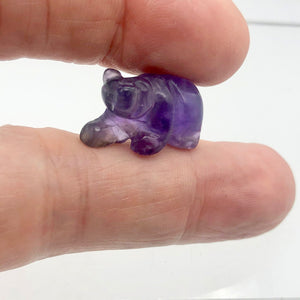 Hand-Carved Natural Amethyst Bear Bead Figurine | 13x18x7mm | Purple - PremiumBead Alternate Image 5