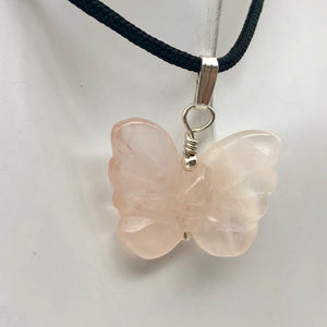 Flutter Carved Rose Quartz Butterfly and Sterling Silver Pendant 509256RQS - PremiumBead Alternate Image 4