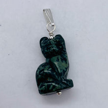 Load image into Gallery viewer, Adorable! Kambaba Jasper Carved Sitting Cat Sterling Silver Pendant
