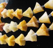 Load image into Gallery viewer, Spring 3 Carved Autumn Jade Bell Flower Beads 009242AJ - PremiumBead Alternate Image 2
