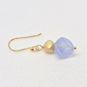Blue Chalcedony and 22K Vermeil Brushed Bead Earrings! 309231C - PremiumBead Alternate Image 3