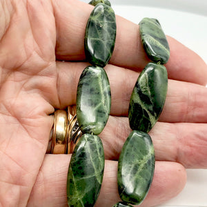Translucent Flat Squared Oval Nephrite Jade Bead 8" Strand | 18x14x5mm| 7 Beads|