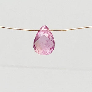 AAA Natural Brilliant Pink Sapphire .72cts Briolette Bead | 6x4mm |.72ct | Pink|