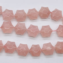 Load image into Gallery viewer, 3 Carved Rose Quartz 6-Point 16x9mm Star Beads 9245RQ | 16x9mm | Pink
