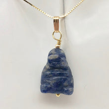 Load image into Gallery viewer, Namaste Hand Carved Sodalite Buddha and 14K Gold Filled Pendant, 1.5&quot; Long - PremiumBead Alternate Image 3
