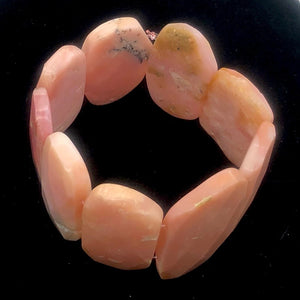 Peruvian Opal Stretchy Rectangular Nine Stone Bracelet | 6-7 Inch | Pink|