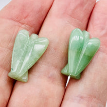 Load image into Gallery viewer, 2 Loving Hand Carved Green Aventurine Guardian Angels 9284AV | 21x14x8mm | Green
