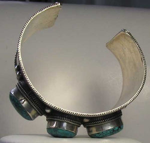 Hand Made Natural Turquoise & Silver Cuff Bracelet 9782 - PremiumBead Alternate Image 4