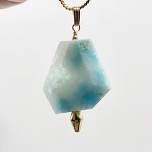 Load image into Gallery viewer, Hemimorphite 14K Gold Filled Carved Pendant | 1 3/4&quot; Long | Blue | 1 Pendant |
