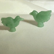Load image into Gallery viewer, Lovely 2 Hand Carved Aventurine 18x18x7mm Dove Bird Beads | 18x18x7mm | Green - PremiumBead Primary Image 1

