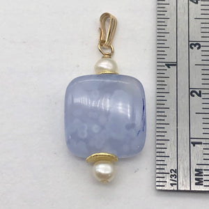 Blue Chalcedony 14K Gold Filled Drop Pendant | 1 3/8" Long |